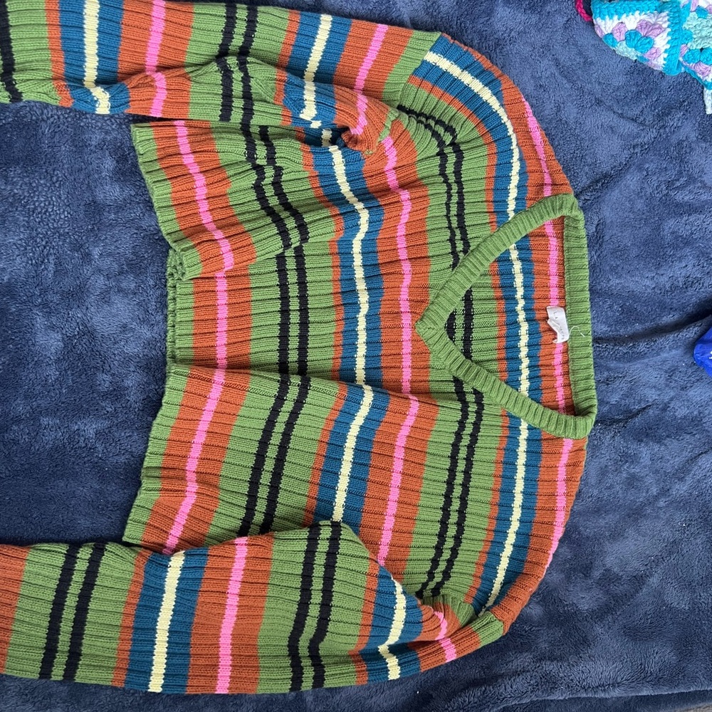 PacSun Green Multicolor Striped Cardigan